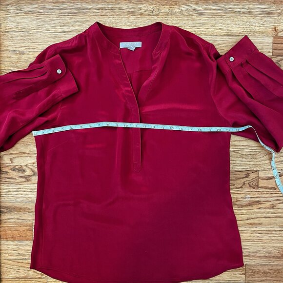 Banana Republic 100% Silk Blouse Oxblood Red Luxe Minimalist Capsule Wardrobe - Picture 6 of 11